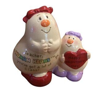 Enesco Human Beans Teacher & Student Figurine 1984 3" Valentines Day